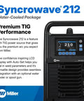 Syncrowave 212 Water Cooled TIG Welder With Auto-Set LCD Interface AC/DC TIG For Steel Stainless Steel And Aluminum display