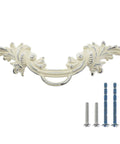 8 Pack 2.5 Inch Drawer Pull Handles Vintage Cabinet Knobs Shabby Chic European Style Antique Cream White With Silver Edge, screws shown
