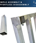 Heavy Duty Aluminum Dunnage Rack With 1850 Lb Capacity All Welded Aluminum Storage Platform For Industrial Warehouses Restaurants And Backrooms Elevates Items Off The Floor Rust Resistant Built To Last 36 Inch By 20 Inch By 8 Inch, assembled aluminum frame detail