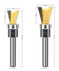 Weekend Warrior Approved Dovetail Router Bit Set Two Piece Pack with quarter inch shank and 5/8 inch cutting head.