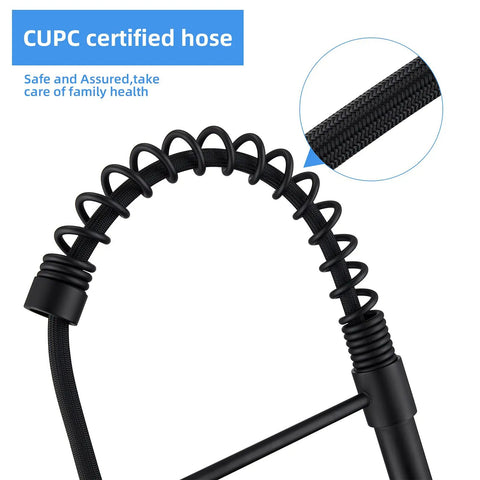 Slick Black Kitchen Faucet With Pull Down Sprayer 22 Inch Extendable Reach Lead Free Modern Commercial Spring Pull Out Sink Faucet For Busy Kitchens Easy To Clean Durable High Arc Design And Smooth Operation
