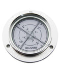 MotiveTech Horizontal Circular Bubble Level | 80mm, flange-mounted spirit level with circular calibration rings and crosshairs.