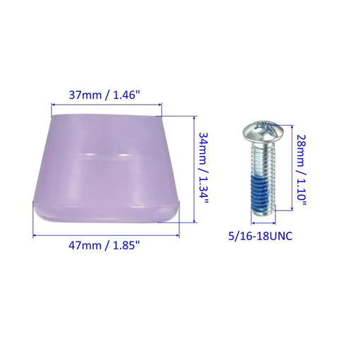 Dope Adjustable Rubber Roller Skate Stopper Brake Block Toe Stop For Indoor And Outdoor Skating With Easy Screwdriver Setup And Secure Grip Fits 1.46 To 1.85 Inch Dia Purple, showing dimensions and screw included.