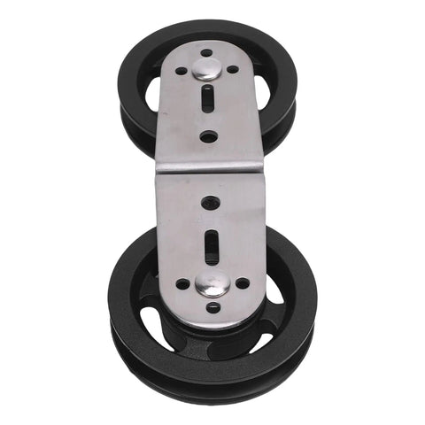 Beefy Dual Pulleys For Cable Machines With Rotating Wheel, Silent Operation, Pro Grade Heavy Duty Pulley System close-up view