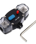 Heavy Duty 300Amp DC Circuit Breaker Delivering Rock Solid Auto Recovery And Easy Manual Reset Switch For Automotive Rv Marine Boat Wiring, showing 300 AMP model with blue and red switches.