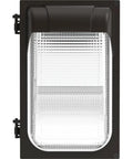 Front view of Slim Outdoor LED Wall Pack Light with Dusk To Dawn Sensor 7.5 Inch 4000K Cool White MVOLT IP65 Bronze Glass Lens.