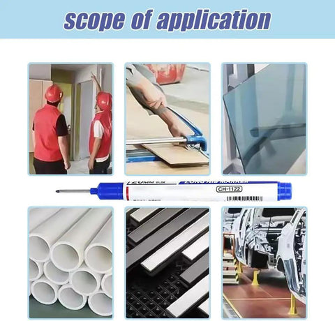 Scope of application for Five Piece Long Head Deep Hole Markers Set For DIY Projects 20mm Reach Waterproof Permanent Metal Marking Pens