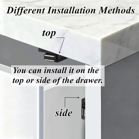 16 Pack Magnetic Cabinet Door Latches Heavy Duty Drawer Catches installation on top and side of drawer