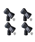 Must Have Universal Microphone Clip Holder Kit With Five Eighths Inch To Three Eighths Inch Thread Adapter For Stands Boom Arms And Recording Gear Great For Studio Podcast And Karaoke 4 Pack, showing four clips with adapters