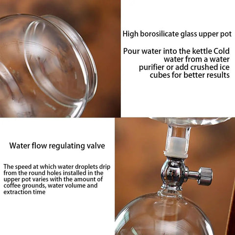 Top Shelf Portable Cold Brew Drip Tower And Iced Coffee Maker With Dual Adjustable High Borosilicate Glass Valves for custom water flow