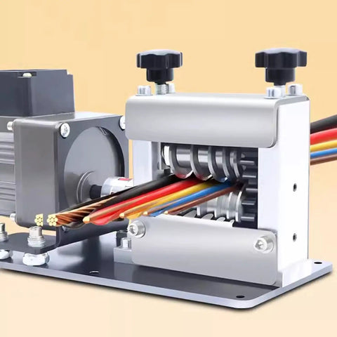 Heavy Duty Electric Wire Stripping Machine 150-250W Industrial Power Tool For Copper Recycling with multi-colored wires.
