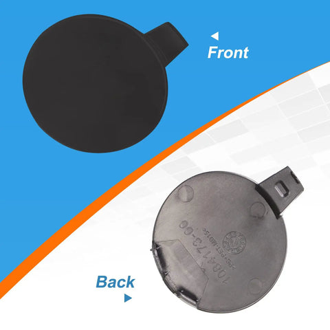 Front Bumper Tow Hook Cover for Tesla Model 3 2017 2018 2019 Left Driver Side Towing Eye Cap 108417300E shown front and back