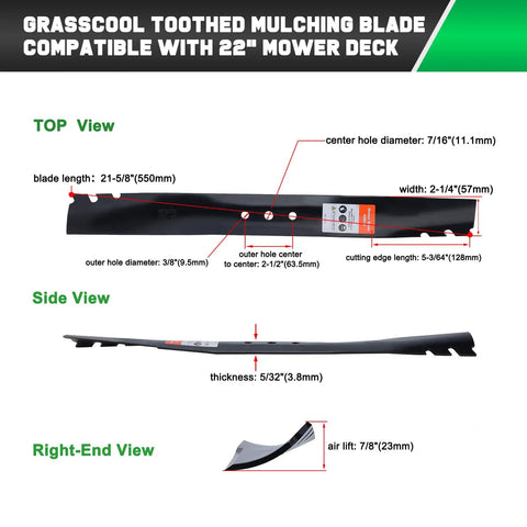 Mulching Blades For 22 Inch Toro Recycler Lawn Mower Replacement Blade Budget Friendly Compatible With 131 4547 03 108 9764