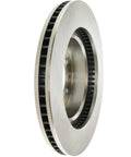 Angled front view of Centric 121.44129 C-Tek front brake rotor, silver vented disc for Toyota