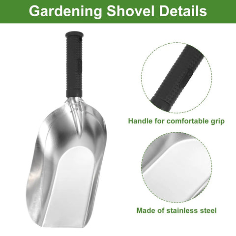 Stainless Steel Square Garden Shovel Hand Tool For Transplanting Weeding And Planting Compact 11.8 Inch Trowel with ergonomic handle