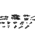 Speck SCT RC Car Screw Set Complete Hardware Kit With All Screws And Nuts, Durable Stainless Steel Fasteners For Speck SCT Model, Easy Install Replacement Kit For Hobby RC Cars, black screws and nuts laid out on white background