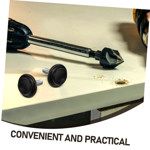 Heavy Duty Furniture Levelers 20 Pack Adjustable Screw Feet on surface with drill, showing black iron swivel feet for stability.