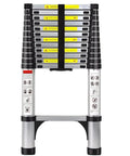 Front view of Telescoping Aluminum Ladder 12.5 Feet With Non Slip Feet Portable Collapsible Extension Ladder For Home Roof Loft RV Use