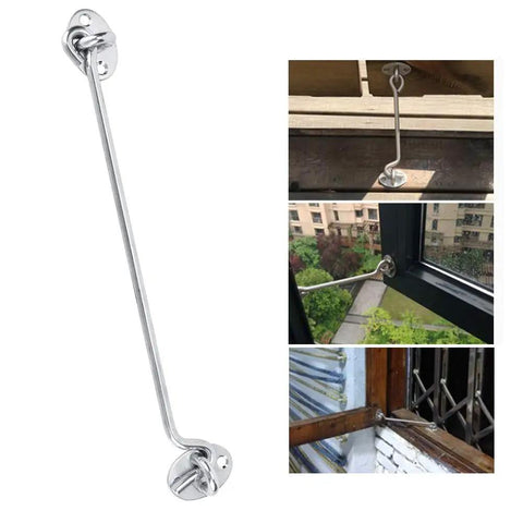 Lecheer 3PCS 10in Cabin Privacy Hook Eye Latch Lock Stainless Steel Solid Gate Hooks Hasp for Window installed in various locations.