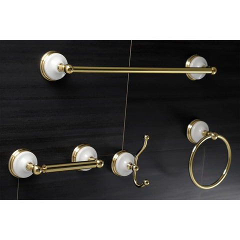 Victorian 4 Piece Bathroom Hardware Set In Polished Chrome With No Fuss Easy Install Mounting Hardware Includes 18 Inch Towel Bar, Towel Ring, Robe Hook, And Toilet Paper Holder, Solid Brass Construction For Lasting Shine on dark wall