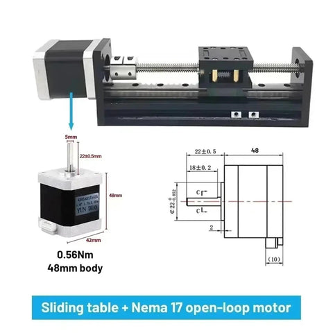 Sleek X Y Z Axis Linear Motor Drive Kit With T Type Self Locking Slide Rail And High Speed 17 Stage Table For Precision Motion Control 40mm Wide, 48mm body