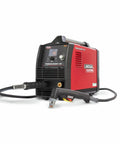 Lincoln Tomahawk 45 Handheld Plasma Cutter With 2.8 Inch LCD Screen, front view showing red and black portable device.