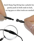 Premium Black Nylon Hang Tag Strings Featuring Slick Snap Lock Fasteners for easy pricing attachment without tools.