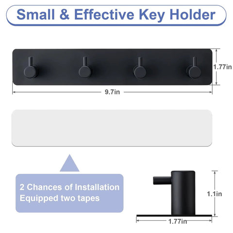 Rock Solid Stainless Steel Key Holder With Four Rustproof Adhesive Hooks For Wall Mount Home Organization Built Like A Tank Entryway Setup Real McCoy Storage Rack