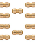 Plug And Play Three Quarter Inch To Three Quarter Inch Push Fit Straight Brass Couplings No Sweat Leak Proof Plumbing Connector Tool Free Pipe Joiner Get It Done Fast Pack Of Twenty Pieces arranged in view.