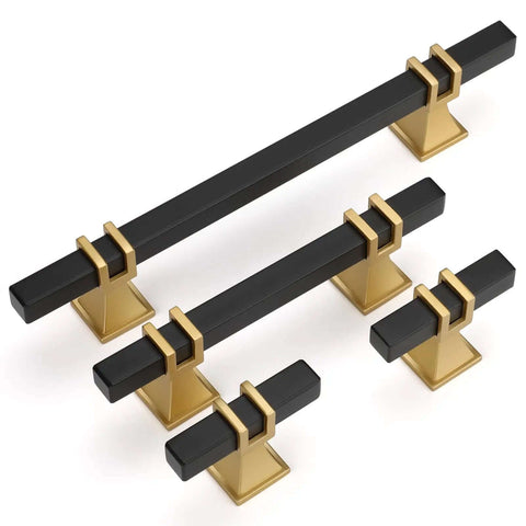 5 Pack 3 Inch Black And Gold Cabinet Pulls With Zinc Alloy Base And Stainless Steel Build Matte Frosted Finish Dope Retro Vibe Hardware For Kitchen Cabinets Dressers And Drawers