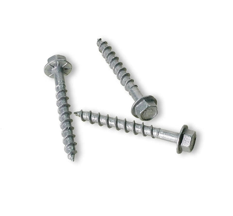 Strong-Drive SD Connector Screw Number Nine 1-1/2 Inch Quarter-In Hex Drive Mechanical Galvanized 500-Count, close-up view