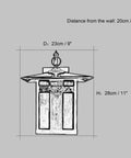 Vintage Tiffany Style Outdoor Wall Light With Stained Glass Shade For Hallways And Balcony Vibe Classic Exterior Wall Sconce Lighting E27 Socket 110V 23 By 28 By 20 Cm diagram with dimensions