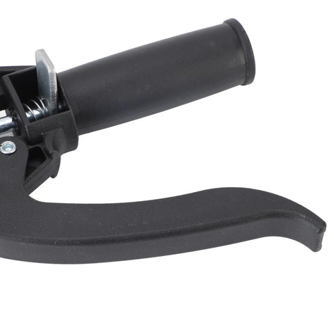 Close-up of No Sweat Quick Release Drawer Installation Jig with heavy duty press clamp and rubber grip for cabinet alignment.