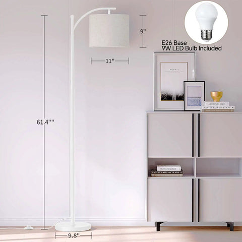 Arc Floor Lamp With Remote Control And Stepless Dimmable Bulb, Tall Gold Standing Lamp With Hanging Shade For Living Room Bedroom Office