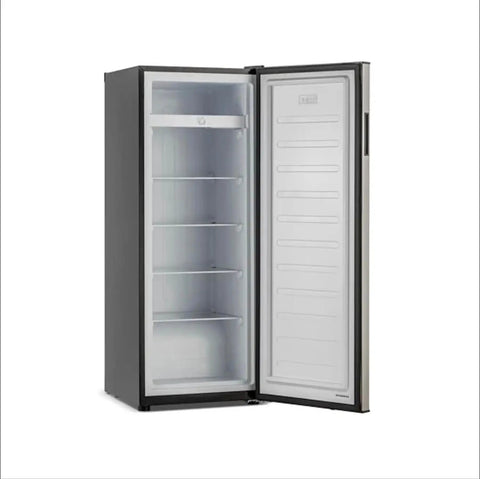 Six Point Five Cubic Foot Garage Ready Convertible Refrigerator Freezer open view showcasing spacious shelves and sleek interior.