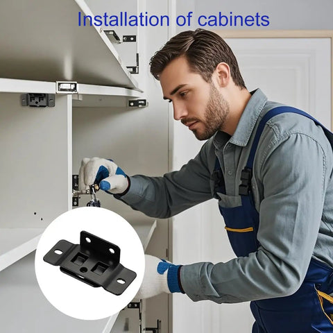 Installation of 10 Pack Heavy Duty Stainless Steel Corner Brackets Snapping Right On Quick Fit Furniture Joint Connectors With Screws.