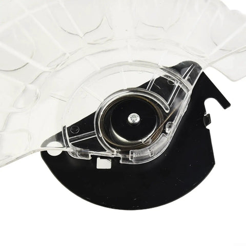 Close-up view of Electric Miter Saw Blade Guard Replacement Shield Transparent Plastic Cover with Metal Mounting Hardware for LS1040