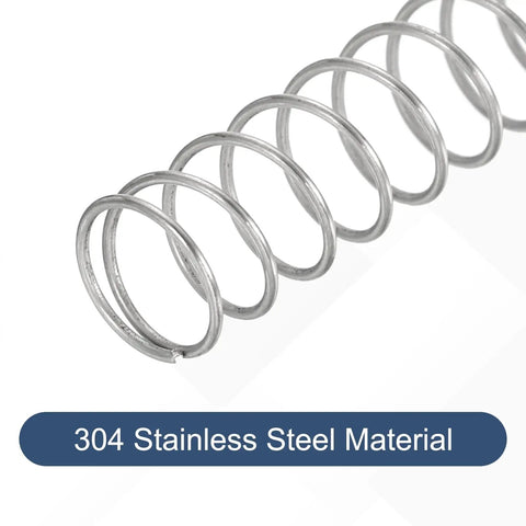 Close-up of 50 Pcs 304 Stainless Steel Compression Springs 0.6mm Wire Diameter 8mm Outer Diameter 40mm Free Length Tiny Pen Springs Silver Tone