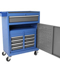 Large Rolling Tool Chest With 5 Drawers On Wheels Detachable Top Box 2 In 1 Tool Cabinet Includes Organizer Bins Hooks Adjustable Shelf And Locking System For Garage And Workshop Gray