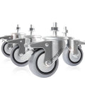 3 Inch Threaded Stem Caster Wheels, Set Of 4 With Brake, Dual Locking TPR Rubber Casters on white background
