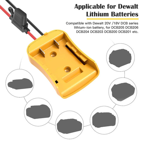 2 Pack Power Wheel Battery Adapter Kit For 20V RC Cars And Trucks With Fuses 12AWG Wire Terminals Easy Lock Connection