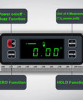 Top Shelf Digital Angle Finder Protractor face displaying measurements, functions, and buttons for precise angle calculation.