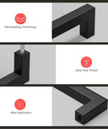 Close-up views of Matte Black Cabinet Handles 30 Pack Square Drawer Pulls Six And One Quarter Inch Center To Center 160mm