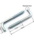 Hardcore Zinc Plated Square Bend Hooks M5 Lag Screws 25 Pack showing 5mm diameter, 50mm length for heavy-duty use.