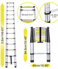 Dimensions overview of Telescoping Extension Ladder 12 and a Half Ft Aluminum Alloy Lightweight Workhorse for Roofing and Home DIY Outdoor Projects RV Use 330 Lb Capacity Safe Quick Lock Rust Resistant Anodized Finish.