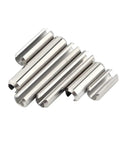 Slotted Spring Pins Set In 304 Stainless Steel, Dowel Roll Pins M1.5 To M12, 5-100mm Pack displayed in various sizes