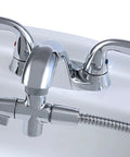 Aquaus 360 Faucet Bidet With Brass Sprayer And Warm Water, Dual Thumb Controls, shown attached to a chrome sink faucet