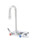 Wall Mount Workboard Mixing Faucet With Chrome Plated Brass Body, 2.2 GPM Aerator, 4 Inch Body, 2.875 Inch Swivel Gooseneck, Lever Handles
