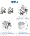 Front view of 12-piece stainless steel mini hose clamps for 8–10 mm hoses; adjustable slotted screws.