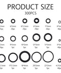 300 Piece O Ring Kit With 18 Size Rubber Gasket Washers For Auto Repair And Air Or Gas Lines O Rings And Seals Set For Hoses And Fittings DIY Car Maintenance Essential shown with size details